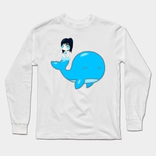 Whale Chibi Girl Long Sleeve T-Shirt